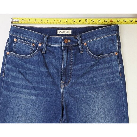 Madewell Size 32X26 Womens Cali Demi Boot Blue Denim Embroidered Logo Jeans - Picture 3 of 12